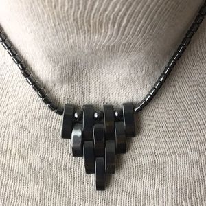 Gun metal grey beaded necklace